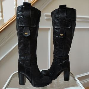 Chloe knee high heeled boots soft leather black women's 39